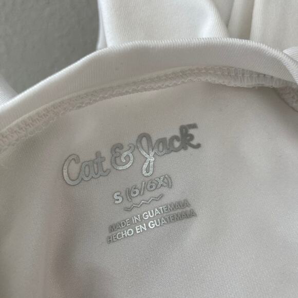 Cat & Jack Swim Like a Mermaid Long Sleeve Rashguard White Iridescent Small 6/6X - Picture 2 of 8